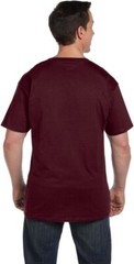 Mens Hanes Beefy-T 5190 Maroon Red Cotton Short Sleeve Pocket T-Shirt Size S NWT