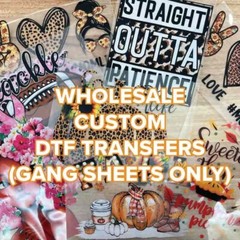 Custom Heat Press Transfers Gang Sheets Personalise Bulk Wholesale DTF Prints UK