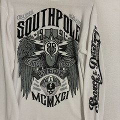 Vtg Southpole Thermal Shirt Mens Fits M/L Waffle Tattoo Grunge Street Y2K Hardy