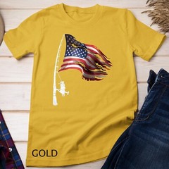 Fishing American Flag Fisherman Patriotic day 4th of July Unisex T-shirt