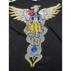 Mens Apparel Mecca outlaw Print T Shirt Winged Skull Snake Rocker Tattoo Black