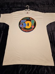Vtg 90s Fruit of the Loom 50 Years Of Perfection T Shirt XL Single Stitch USA