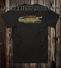 Retro Travel Tee T Shirt Vtg Tourist State Florida Gator Farm Alligator