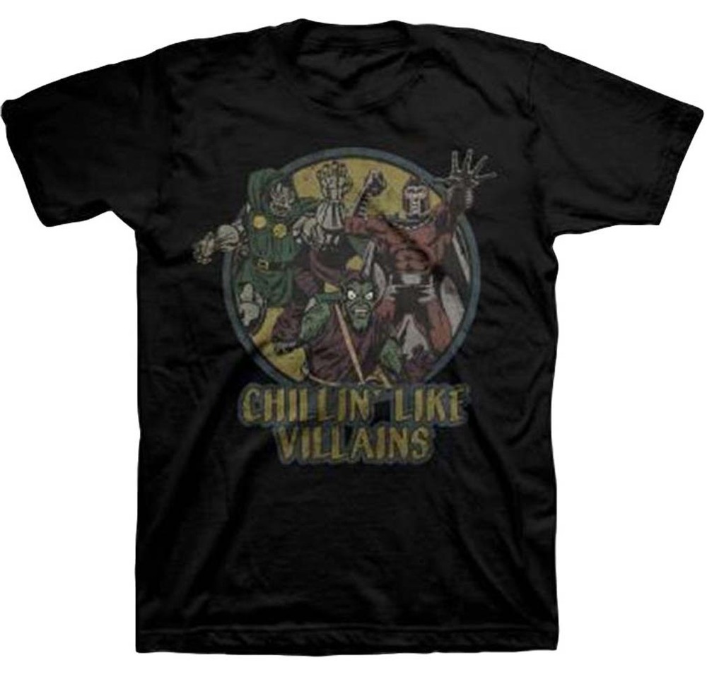 Marvel Men’s Chillin’ Like Villains Black T-Shirt New