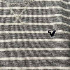 American Eagle Outfitters Slim Fit Men Large Gray Warm Thermal Waffle Knit Shirt