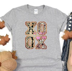 XOXO Shirt, Gift for her, Valentines Day Tee, Lover Shirt, Leopard Pattern Shirt
