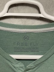FREE FLY Shirt Men XL Green Henley Performance Bamboo Active Workout Gym Tee