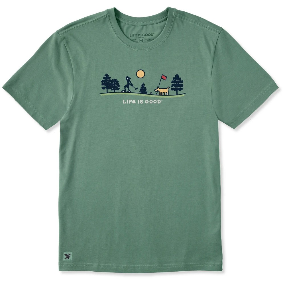 Life is Good. Men’s Putter Golf Vista Short Sleeve Crusher Tee, Granite Green