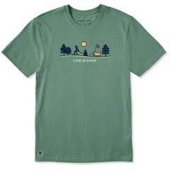 Life is Good. Men’s Putter Golf Vista Short Sleeve Crusher Tee, Granite Green