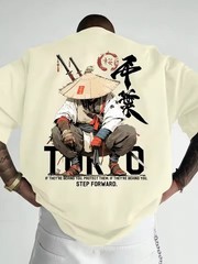 Anime Samurai Tokyo Warrior 100% Cotton T-Shirt Summer Loose Street Unisex Tee