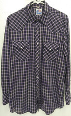 MILLER WESTERN WEAR Stud Snap Close Lg Sleeve, 3 snap cuff SZ161/2-34 BLUE PLAID