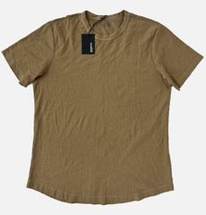 Buck Mason LT Desert Brown Venice Wash Toughknit Curved Hem Tee Mens L Tall