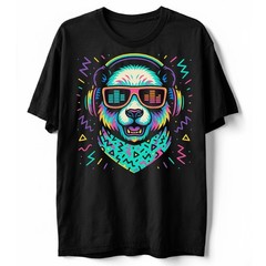 Retro DJ Panda T-Shirt, Headphones Rave EDM Festival Tee Vaporwave Music Gift