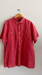 Cremieux Mens 100% Linen Long Sleeve Button Up Shirt Size XXL Red Collared Soft