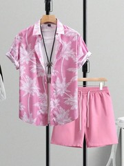 Men Summer Outfit 2-Piece Set Short Sleeve T-Shirt and Shorts Sweatsuit Set