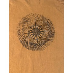 Upcycled Carhartt Pocket T Block Print Sun Graphic Brown Mens XL Sun Collection