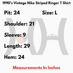 1990’s Vintage Nike Striped Ringer T Shirt Size Large Grey Navy