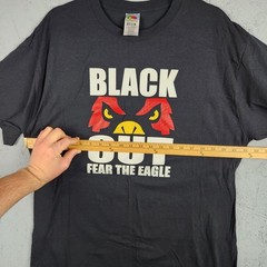 Vintage Black Out Fear The Eagle Shirt Mens XL Black Graphic logo Sports Y2k