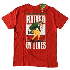 Elf Movie Raised by Elves Red Christmas Shirt NEW XL