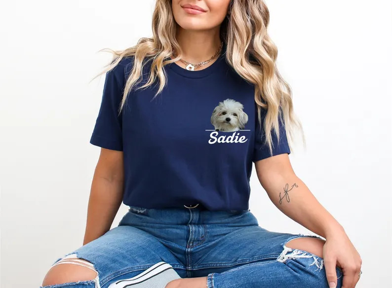 Personalized Dog Portrait Comfort Tee Custom Pet Photo Shirt