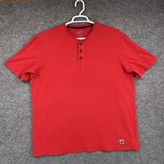 Duluth Trading 40 Grit Shirt Mens XL Red Henley Short Sleeve Cotton Standard Fit