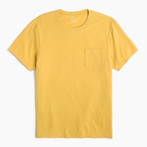 J Crew Mens Slim Washed Pocket T Shirt Size Large Orange/Yellow MSRP 24.50