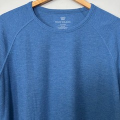 Mack Weldon Shirt Men XL Blue Waffle Knit Thermal Wool Blend Long Sleeve Stretch
