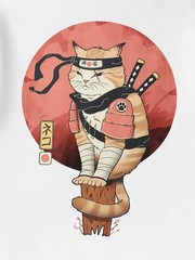 Niepce Ninja Cat Graphic Tee Japanese Streetwear Short Sleeves T-Shirt