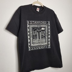 Vintage Stanford University Black Jerzees Large 90s Art College Sports Shirt