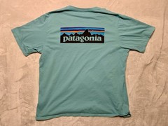 Patagonia P-6 Logo T Shirt Mens XL Blue Turquoise Graphic Tee
