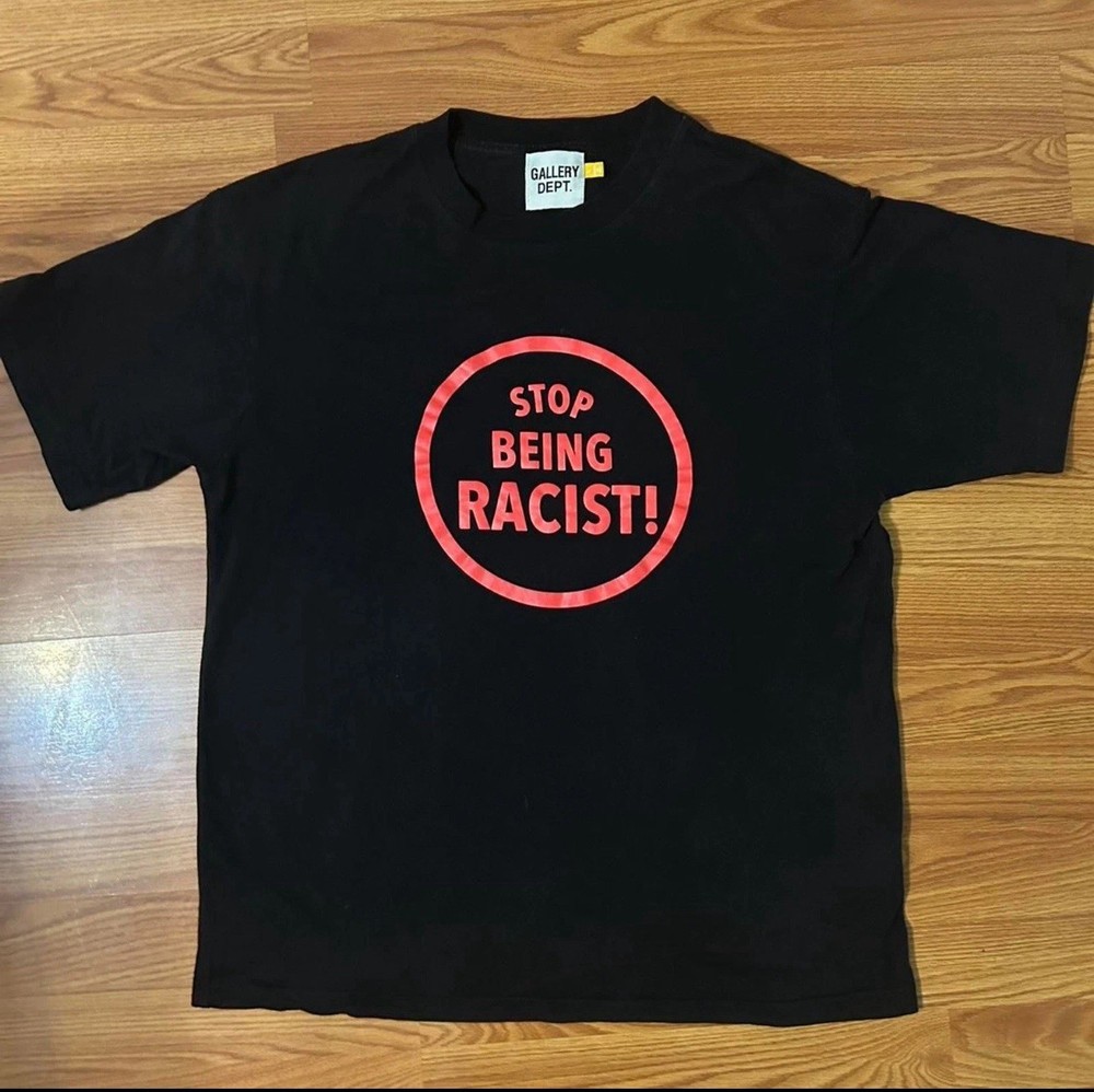 Gallery Dept. Men’s Black/Red Graphic Print T-Shirt L Cotton Jersey Crew Neck