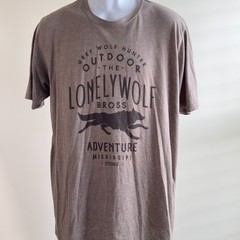 Grey Wolf Tee Shirt Lonely Wolf Bross Adventure Light Brown Size XL Next Level