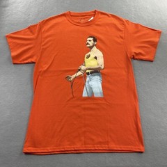 Freddie Mercury Shirt Mens Small Orange Short Sleeve Crew Neck Queen Rock Music