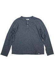 Pact Gray Organic Cotton Henley Long Sleeve Casual Tee Large