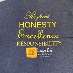 Gildan Men L Heavy Cotton Blend T-Shirt Gray Respect Honesty Imago Dei School