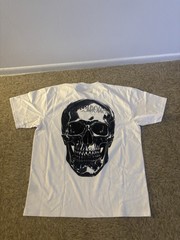 BrandMakers Men’s L/G White Crew Neck Short Sleeve Skull Skeleton T-Shirt