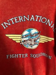 Vtg International Fighter Squadron Military Single Stitch Air Force Shirt XL RED