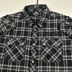 Sullen Collective Long Sleeve Black Plaid Flannel Shirt Men’s Size Large Moto