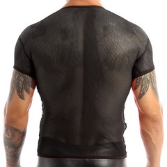 Mens Tops Tank Vest Crop Top Fishnet Holiday Mesh Muscle See Through Shirt