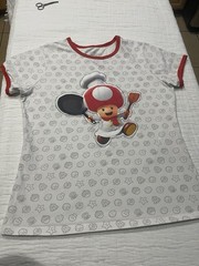 Universal Studios Super Nintendo World Toad Ringer Tee Crew Neck White/Red L