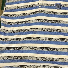 VTG Wilson Henley Shirt High Waisted Distressed Made In Lesotho Sz L Striped AOP
