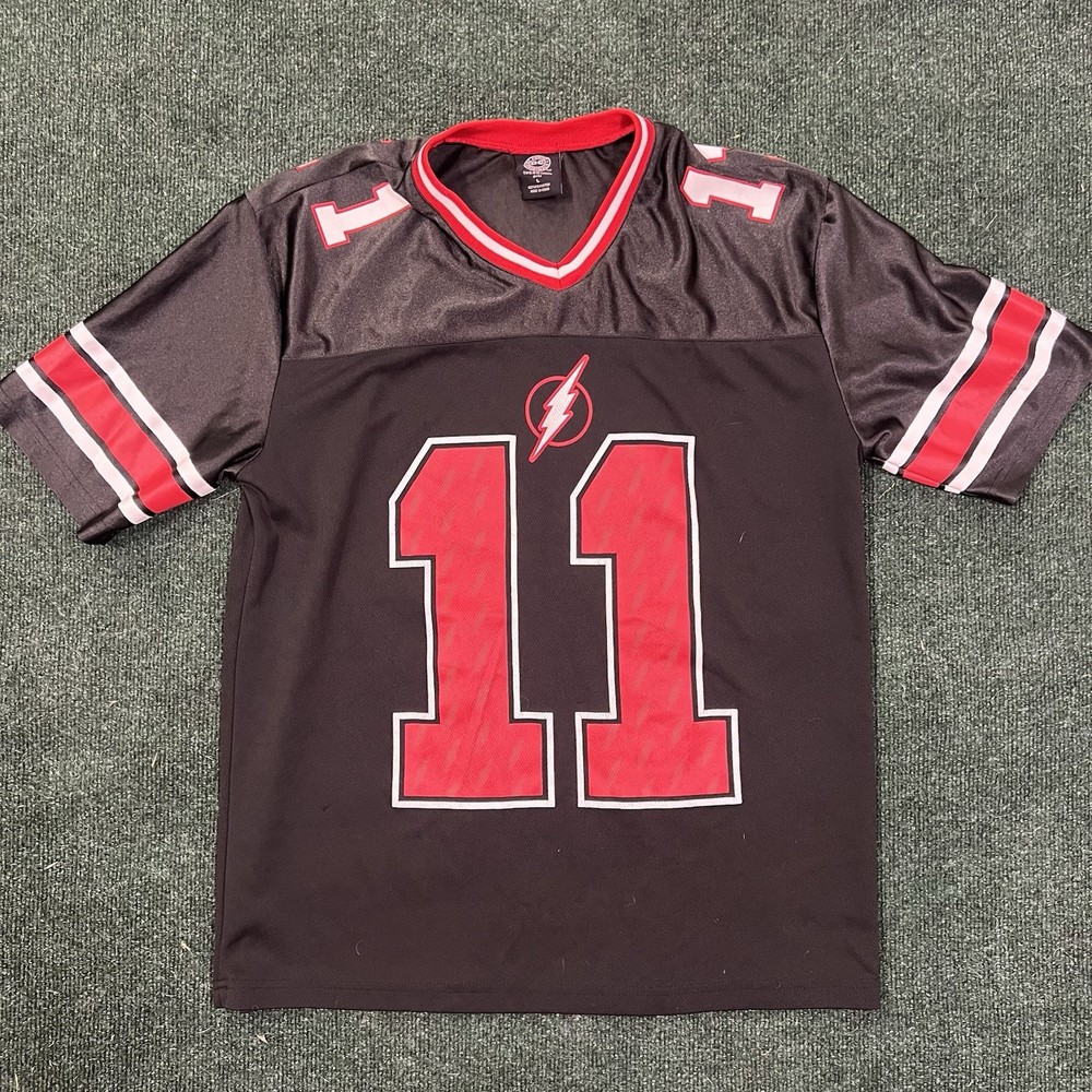 The Flash T-Shirt Football Jersey Black w/Red DC Comics Originals Number 11 L