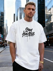 Letter Graphic 100% Cotton Men’s T-Shirt, Suitable for Daily Streetwear