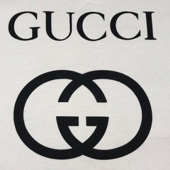 Gucci Interlocking GG Big Logo Cream Tee T Shirt Size Medium M Designer B1