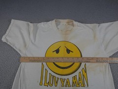 Vintage Outer Banks NC Shirt Mens Small Beige 90s I Luv Ya Man Smiley Face