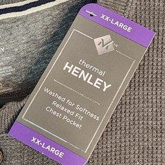 Members Mark Mens XXL Thermal Henley Shirt Charcoal Grey Waffle Knit New