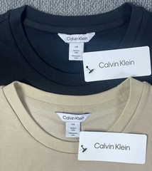 Calvin Klein Men’s Lot of 2 Size LARGE Black & Tan Waffle Tees NWT