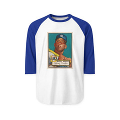 Vintage Mickey Mantle Rookie Baseball Card T-Shirt – Raglan Two Tone 3/4 Sleeves