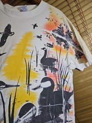 Vintage 90s Single Stitch Ducks Loons AOP All Over Print Nature Tee T Shirt XXL