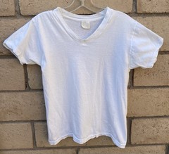 Vintage Two Guys White V Neck T Shirt Combed Cotton Size M Single Stitch
